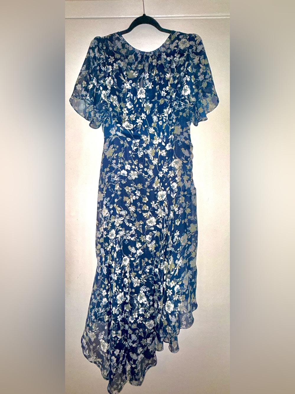 Revolve Astr the Label Flutter Sleeve Maxi Dress in Blue & Green Floral - Picture 4 of 7